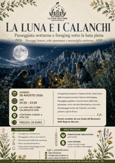 La Luna e i Calanchi Passeggiata notturna e foraging sotto la luna piena Venerdì 28 agosto